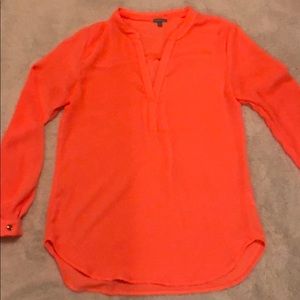 Neon orange/peach v-neck blouse